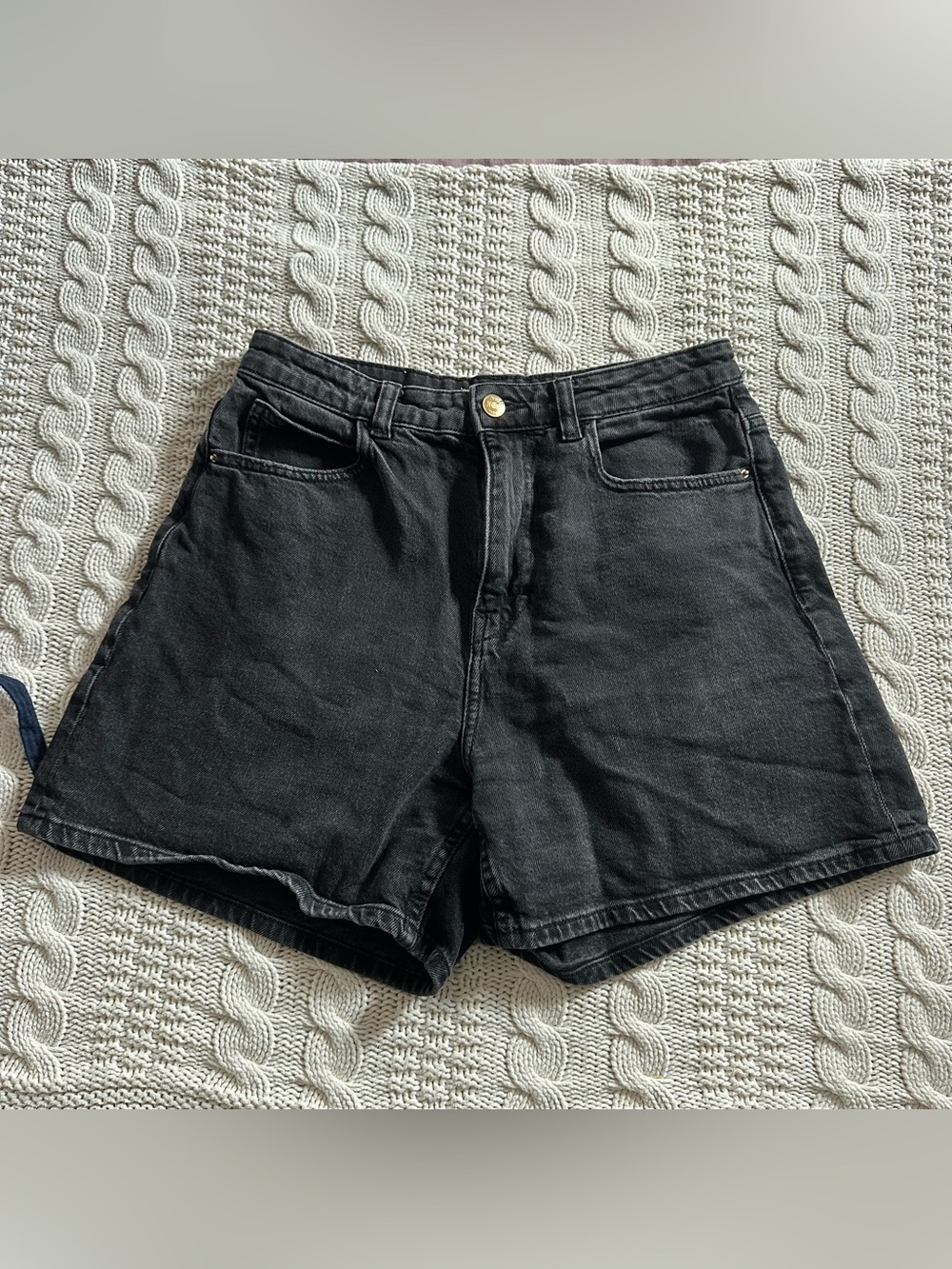 Zara Black High Waisted Denim Shorts